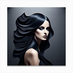 Portrait Of A Woman With Black Hair Canvas Print