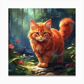 Orange Tabby Cat In The Forest Canvas Print