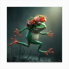 Frog With Flowers 1 Canvas Print