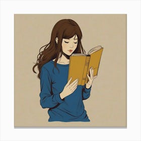 Girl Reading A Book Canvas Print