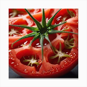 Tomato On A Black Surface Canvas Print