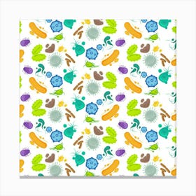 Bacteria And Virus Pattern Canvas Print