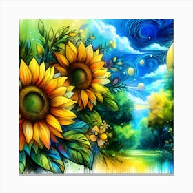 Sunflowers In The Sky Canvas Print