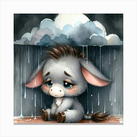 Donkey In The Rain Canvas Print