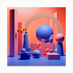 Abstract Geometric Shapes,Abstract creation made from 3d geometric shapes Canvas Print