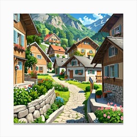 Village In The Mountains 9 Canvas Print