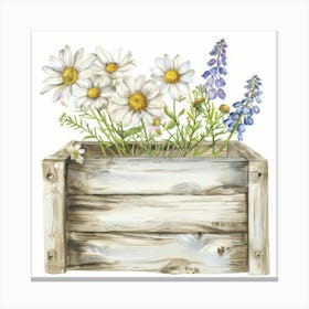 Wildflowers In A Wooden Box Canvas Print