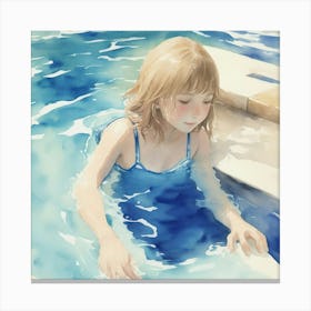 Little Girl In The Pool Canvas Print