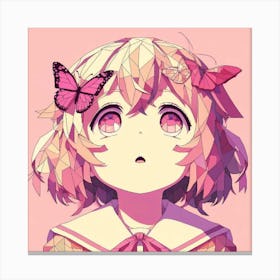 Anime Girl With Butterflies 1 Canvas Print