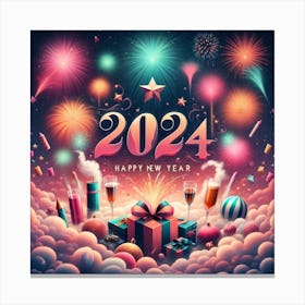 Happy New Year 2024 4 Canvas Print