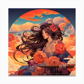 Girl In Kimono Canvas Print