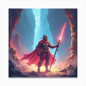 Fighter In A Magical, Colorful Watercolor Arena 1 Canvas Print