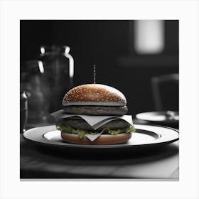 Burger On A Plate 19 Canvas Print