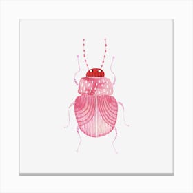 Sarcastic Pink Watercolor Beetle Canvas Print