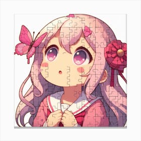 Anime Girl With Pink Hair 3 Canvas Print