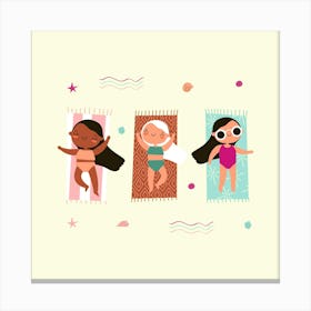 Three Girls On The Beach Canvas Print