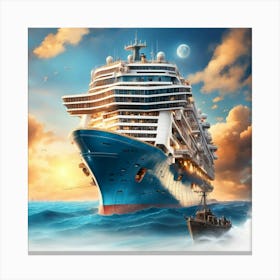 Cruise Ship In The Ocean Canvas Print