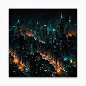 Abstract Depiction Of A City At Night With Bright Ligh Canvas Print