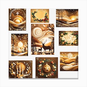 Set Of Christmas Cards, Christmas Tree art, Christmas Tree, Christmas vector art, Vector Art, Christmas art, Christmas, collage, collage art Canvas Print