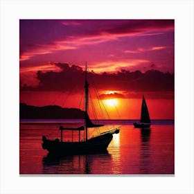 Sunset Sailboats Canvas Print