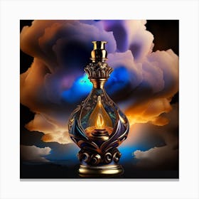 Perfume Bottle With Clouds Canvas Print