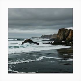 Black Sand Beach Canvas Print