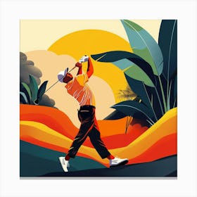 A Golfer Teeing Off Lofi Illustration 1718673009 4 Canvas Print