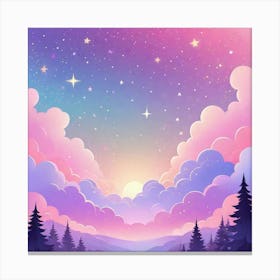 Sky With Twinkling Stars In Pastel Colors Square Composition 158 Canvas Print