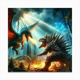 Godzilla Vs Dragon Canvas Print
