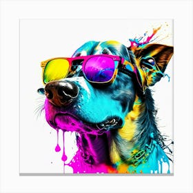 Colourful Dog Sunglasses (4) Canvas Print