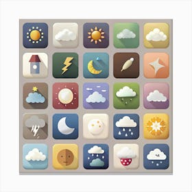 Weather Icons Set 5 Canvas Print