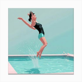 Swimming Art Print (37) Canvas Print