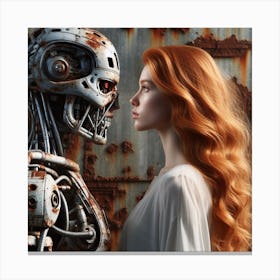 Girl And A Robot Canvas Print