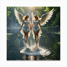 Two Angels Ascending Water_1 Canvas Print