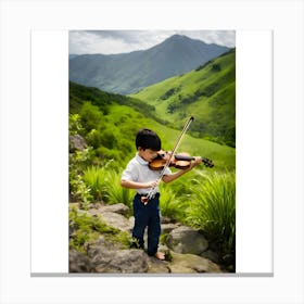 Violinist In The Mountains Canvas Print