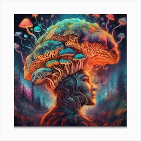 Psychedelic Mushroom Head Canvas Print