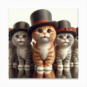 Cats In Top Hats Canvas Print