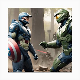Captain America And Halo Canvas Print