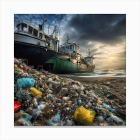 Plastic Pollution On The Beach Canvas Print