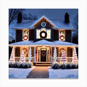 Christmas Decorations On A House 4 Canvas Print