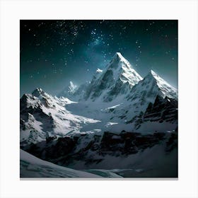 Night Sky Over Mountains Canvas Print