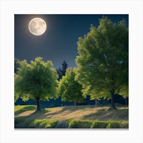 Full Moon Over Trees Canvas Print