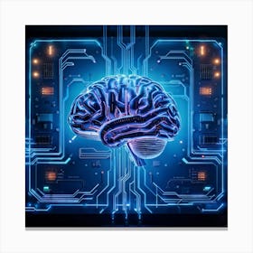 Abstract Illustration Of A Human Brain Replete With Circuit Lines And Integrated Chips Elements Rep (4) Canvas Print