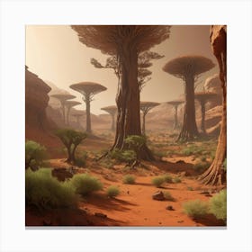 Desert Landscape With Trees paintings art print Canvas Print