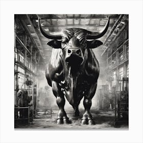 Bull In A Factory Canvas Print