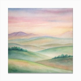 Watercolor Of Hills Canvas Print