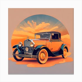 Vintage Car At Sunset Canvas Print