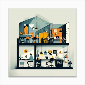 Illustration Of A Home Office Canvas Print