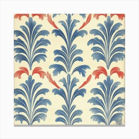 Blue And Red Floral Pattern Art Canvas Print