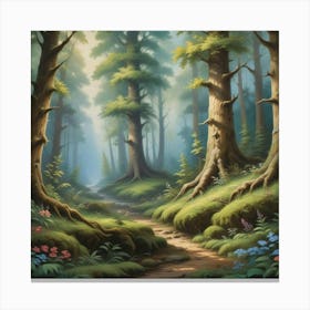 An Enchanting Forest Scene Art Art Print Canvas Print